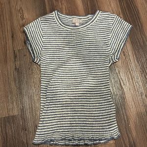 white and blue shirt